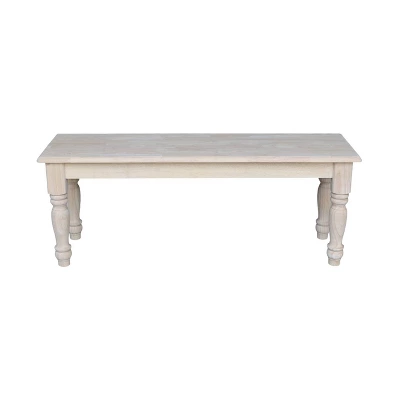 Farmhouse Bench - Unfinished - International Concepts 1 Farmhouse Bench - Unfinished - International Concepts