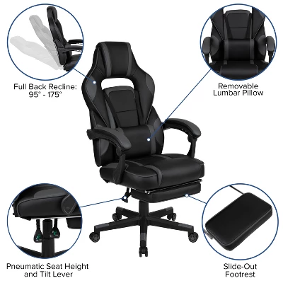 Flash Furniture Gaming Desk With Cup Holder/Headphone Hook/Monitor Stand & Reclining Back/Arms Gaming Chair With Footrest 3 Flash Furniture Gaming Desk With Cup Holder/Headphone Hook/Monitor Stand & Reclining Back/Arms Gaming Chair With Footrest - Image 3