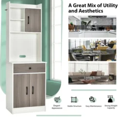 Costway 3-Door 71'' Kitchen Buffet Pantry Storage Cabinet W/Hutch Adjustable Shelf White -Furniture Series Store GUEST e6841f6c f7b8 45ba a2c3 c7f59bcff981