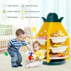 Costway Kids Toy Storage Organizer 360° Revolving Pineapple Shelf W/Plastic Bins -Furniture Series Store GUEST e7c39087 e45d 4a8f bb7c b31d45a52fe9