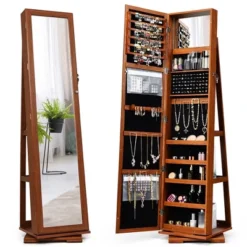Costway 360degree Rotatable Jewelry Cabinet 2-in-1 Lockable Mirrored Organizer -Furniture Series Store GUEST e8c519bb d19e 4a33 aad2 1fefe023e481