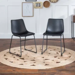 Set Of 2 Laslo Modern Upholstered Faux Leather Dining Chairs - Saracina Home -Furniture Series Store GUEST e921ecff 5d1c 46bf 8a40 c3330f7f710d