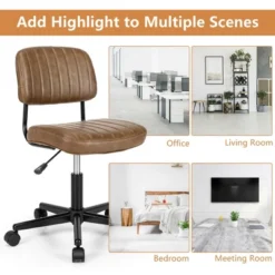 Costway PU Leather Office Chair Adjustable Swivel Task Chair W/ Backrest -Furniture Series Store GUEST e96fcc25 68bb 4405 a1db 8f6f749fd432