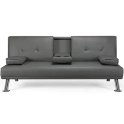 Yaheetech Convertible Faux Leather Sofa Bed Futon With Armrest -Furniture Series Store GUEST e99b3efc e714 4636 bda0 22f3ca5c76b0