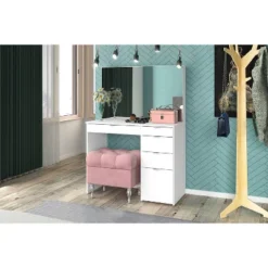 Linden Vanity With Mirror White - Polifurniture -Furniture Series Store GUEST e9c1fc02 08dc 4970 a977 69615b3ce81a