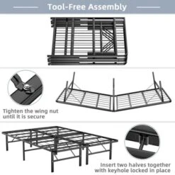 Costway 14'' Twin/Full/Queen Size Metal Platform Bed Foldable Mattress Foundation Tool-Free Assembly -Furniture Series Store GUEST ea423ae4 7c6f 4bcf aff9 11f03bf15651