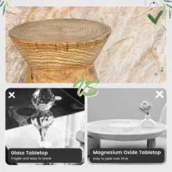 Costway 17'' Concrete Accent Side Table Hourglass Wood-like End Table Plant Stand Stool -Furniture Series Store GUEST ea8d5fb5 a698 4070 8461 c25aac320500