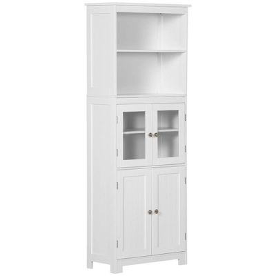 HOMCOM 63" Small Buffet With Hutch, 4-Door Kitchen Pantry, Freestanding Storage Cabinet With Adjustable Shelf For Dining Room, Living Room, White 3 HOMCOM 63" Small Buffet With Hutch, 4-Door Kitchen Pantry, Freestanding Storage Cabinet With Adjustable Shelf For Dining Room, Living Room, White - Image 3