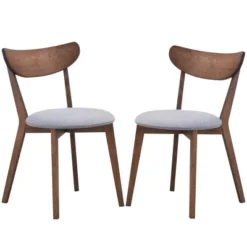 Set Of 2 Dining Chair Upholstered Curved Back Side Chair With Solid Wooden Legs -Furniture Series Store GUEST eb69ea45 1e87 4b1c b3b6 38b0f9ffd321