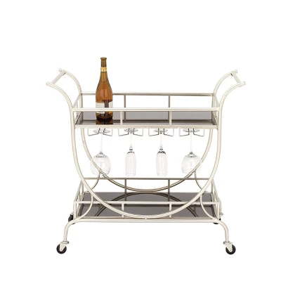 Modern 2 Tier Cart Silver - Olivia & May 6 Modern 2 Tier Cart Silver - Olivia & May - Image 6