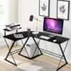 Costway 58'' X 44'' L-Shaped Computer Gaming Desk W/ Monitor Stand & Host Tray Home Office