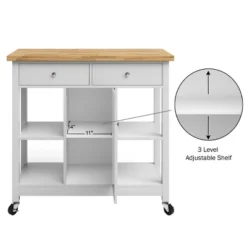 Kitchen Island With Drawers – Rolling Cart With Locking Casters – Use As Coffee Bar, Microwave Stand, Or Shelves For Storage By Lavish Home (White) -Furniture Series Store GUEST ed6f8b16 1387 4303 bb34 6190097a28b9