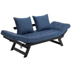HOMCOM Single Person 3 Position Convertible Chaise Lounger Sofa Bed With 2 Large Pillows And Oak Frame 11 HOMCOM Single Person 3 Position Convertible Chaise Lounger Sofa Bed With 2 Large Pillows And Oak Frame -Furniture Series Store GUEST eeeb1a47 3e91 4e80 b1cc d632ab430e0d