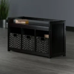 4pc Addison Storage Bench With Baskets Espresso/Chocolate - Winsome -Furniture Series Store GUEST ef4e000b 8121 47f4 97c2 85ef69194c03