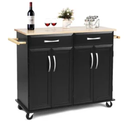 Costway Rolling Kitchen Trolley Island Cart Wood Top Storage Cabinet Utility W/ Drawers -Furniture Series Store GUEST f02bed37 6928 4447 8536 e399ed5cd9e0