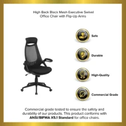 Emma And Oliver High Back Black Mesh Executive Swivel Office Chair With Flip-Up Arms -Furniture Series Store GUEST f1c3ba2a 5618 4130 9227 c06e5a323ff1