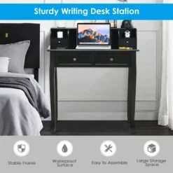 Costway Writing Desk Mission White Home Office Computer Desk 4 Drawer WhiteBlackPink -Furniture Series Store GUEST f25c0f24 0dad 4293 888b c42cff11a90a
