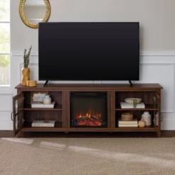 Tasi Transitional Farmhouse Glass Window Pane Door With Electric Fireplace TV Stand For TVs Up To 80" - Saracina Home -Furniture Series Store GUEST f311f96d d499 42c9 8cd1 6739a79235a7