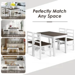 Costway 5pcs Dining Set Solid Wood Compact Kitchen Table & 4 Chairs Modern -Furniture Series Store GUEST f43583b4 f0cb 4083 a686 2c30de37aaee