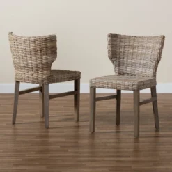 2pc Enver Rattan And Wood Dining Chair Set Natural/Brown - Bali & Pari -Furniture Series Store GUEST f4fdd20d eb99 421e ba5c 31d7d7abcb17