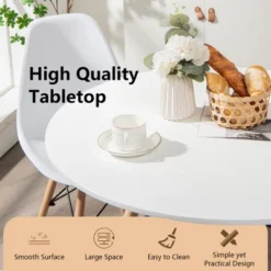 Costway Dining Table Round White Modern Dining Table 31.5'' W/Solid Wooden Leg For Kitchen -Furniture Series Store GUEST f54ce2c5 2395 4def 889c 5e85f16e8d27
