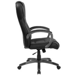 Emma And Oliver High Back Black LeatherSoft Swivel Office Chair Titanium Nylon Base/Loop Arms -Furniture Series Store GUEST f585886a 0947 49f7 82e1 94a3ad02bb50