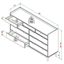 Mid-Century Modern Solid Wood 9 Drawer Horizontal Dresser - Saracina Home -Furniture Series Store GUEST f5f0f1ab b228 4bb6 8748 20f45ddb371e