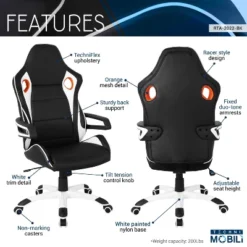 Racing Style Home & Office Chair Black - Techni Mobili -Furniture Series Store GUEST f6d5201b 632a 483b 82ca 87bddfabeaf9