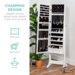 Best Choice Products 6-Tier Standing Mirror Lockable Storage Organizer Cabinet Armoire W/ Velvet Interior -Furniture Series Store GUEST f818e215 067f 4a3a 8488 d36fe696f64c