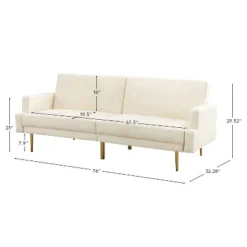 Lanna 76"Wide Vegan Leather Modern Style Convertible Futon Sofa Bed For Living Room Guest Bedroom | ARTFUL LIVING DESIGN -Furniture Series Store GUEST f825eb1e 1572 433c 8583 0527f745eeaf