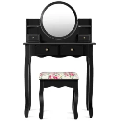 Tangkula Vanity Table Set W/Detachable Mirror & Stool Black/White 16 Tangkula Vanity Table Set W/Detachable Mirror & Stool Black/White -Furniture Series Store GUEST f83335d1 011d 4227 9ca8 6ab199ead044