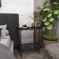 Contemporary Metal Bar Cart Black - Olivia & May 34 Contemporary Metal Bar Cart Black - Olivia & May -Furniture Series Store GUEST f952e86b 2baf 4cc8 8f4e 4b35d93b610f