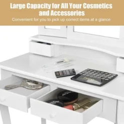 Costway Vanity Makeup Dressing Table Stool 4 Jewelry Wood Desk White -Furniture Series Store GUEST fa1e7389 4721 4fc4 9341 06cdd56a9a3a