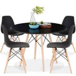 Best Choice Products 5-Piece Compact Mid-Century Modern Dining Set W/ 4 Chairs, Wooden Legs, Plastic Seats -Furniture Series Store GUEST fa24e87e b31c 48c2 85d5 7fd4d6ac98f5
