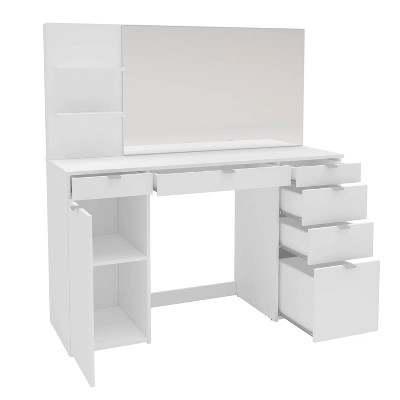 Amelia Vanity Table With Mirror White - Polifurniture 1 Amelia Vanity Table With Mirror White - Polifurniture