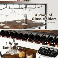 Costway Rustic Wine Rack Table 13 Bottles Wine Bar Cabinet Freestanding With Glass Holder -Furniture Series Store GUEST fc323432 4583 4c73 9a6a 3b128ea7b8ae