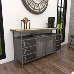Industrial Wood Buffet Gray - Olivia & May -Furniture Series Store GUEST fc445e3c 1b9e 4cc3 8601 e4cdf1a4ad88