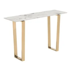 Modern Faux Marble And Stainless Steel 47" Rectangular Console Table - Stone/Gold - ZM Home 21 Modern Faux Marble And Stainless Steel 47" Rectangular Console Table - Stone/Gold - ZM Home -Furniture Series Store GUEST fc4c8607 ccab 4772 bf25 0f7ef1948730