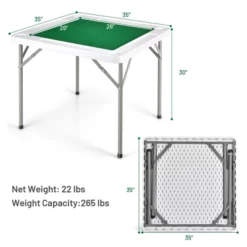 Costway 35'' 4-Player Mahjong Card Game Portable Folding Table W/Cup & Coin Holder -Furniture Series Store GUEST fcbeba9b 8989 4966 8371 e594bae350d8