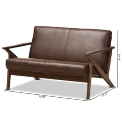 Bianca Mid-Modern Walnut Wood Distressed Faux Leather 2 Seater Loveseat Dark Brown - Baxton Studio -Furniture Series Store GUEST fcc4598f e0d0 4d14 aad7 74a0c9f1f84d