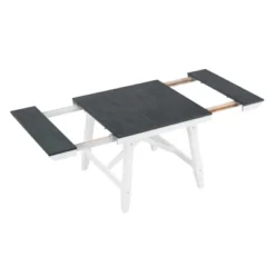 6 PCS Classic Wood Extendable Dining Table Set, Rectangular Table With 4 Upholstered Chairs & Bench, Gray+White-ModernLuxe 22 6 PCS Classic Wood Extendable Dining Table Set, Rectangular Table With 4 Upholstered Chairs & Bench, Gray+White-ModernLuxe -Furniture Series Store GUEST fcd5dfe1 371e 4596 b288 36bf9ee0bae1