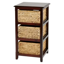 Seabrook ThreeTier Storage Unit With Espresso And Natural Baskets - OSP Home Furnishings -Furniture Series Store GUEST fdb2a7c5 6efe 408a 8a7a 94fbe2f34f5a