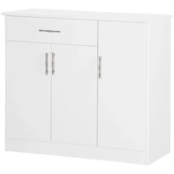 HOMCOM Modern Kitchen Sideboard, Buffet Table With Drawer, Double Door Cabinet And Adjustable Shelves For Living Room, Kitchen, Entryway, White -Furniture Series Store GUEST fe91904a c97a 46e2 8bad 864579810c98