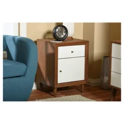 Harlow Mid-Century Modern Scandinavian Style Wood 3 Drawer Chest White/Walnut - Baxton Studio -Furniture Series Store GUEST fed19ab8 3347 459f a50d 7a68061b2cf3