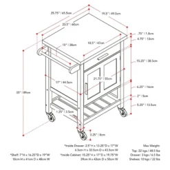 Sage Wood Kitchen Cart White - CorLiving -Furniture Series Store GUEST ff494a7d 5b94 403a 957a 01fad89cc3a8