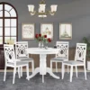 Mid-Century 5-Piece Extendable Round Dining Table Set White-ModernLuxe