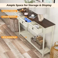 Costway Farmhouse Console Table Entryway Sideboard With 3 Drawers & Open Storage Shelf -Furniture Series Store GUEST ffbdf594 a417 4cca 8207 ef47e0aad426