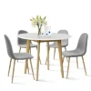 Norman9075+Spoon 4 -Piece Round-Shaped With 4 Upholstered Chairs Dining Set -The Pop Maison